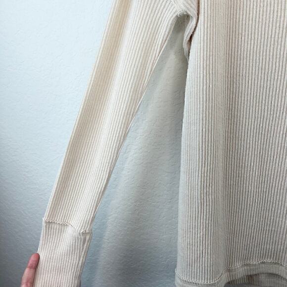 Free People x REVOLVE Cream Juicy Ribbed Pullover Surplice Back Sweater Small - Picture 4 of 9